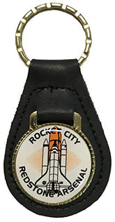 Rocket City Redstone Arsenal Logo on Leather Key Fob