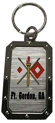 Signal Corps Ft Gordon Logo Silver Metal Key Chain
