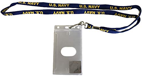 U.S. Navy Lanyard Badge Holder - Navy Lanyard with Yellow Text