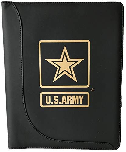Army Star Logo Gold Imprint Executive Black Bi-Fold Padfolio