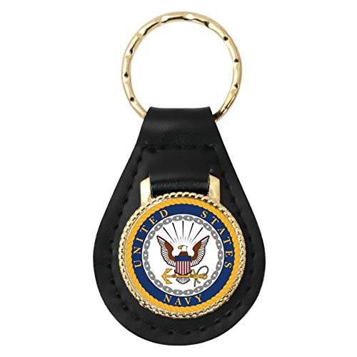 Mitchell Proffitt United States Navy Crest on Leather Key Fob