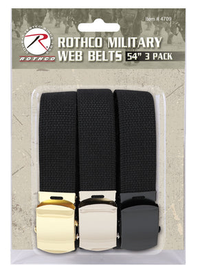 Rothco 54 Inch Military Web Belts in 3 Pack Black