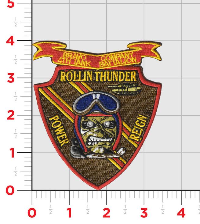 4th Tank Battalion USMC Patch Bravo Company - Rollin Thunder