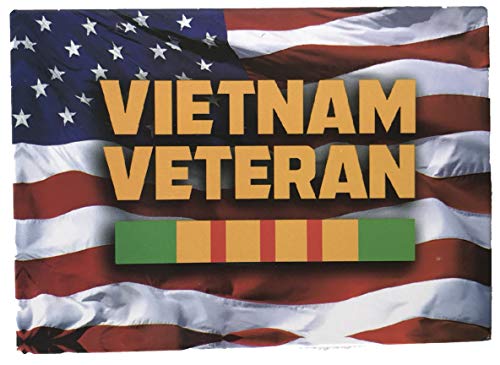 American Flag with Vietnam Veteran Ribbon - Novelty Military Magnet