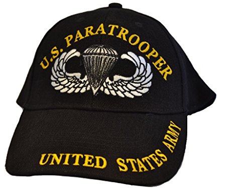 Mens US Paratrooper Embroidered Ball Cap Adjustable Black - CLEARANCE!