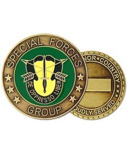 Special Forces Group, De Oppresso Liber, 2 Sided, Bronze Engravable Challenge Coin (HMC 22329)