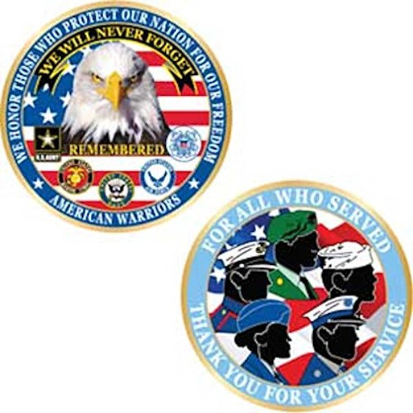 We Will Never Forget American Warriors - Challenge Coin - 1-3/4