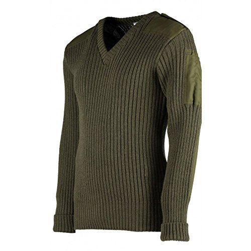 TW Kempton York Woolly Pully Vee Neck Sweater with Patches - Epaulets - Pen Pocket