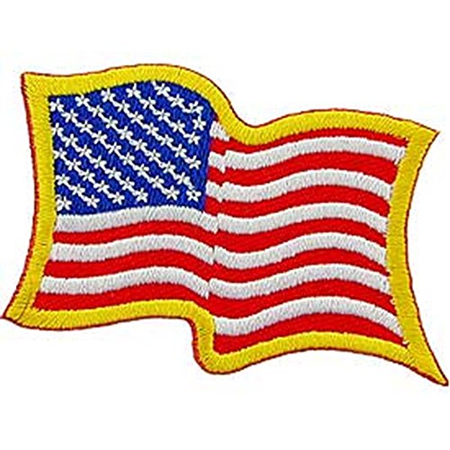 Eagle Emblems PM0114 Patch-Flag USA,Wavy,Gold (2.25x3.25 inch)
