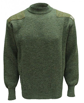 Drover Crew Neck Sweater with Harris Tweed Patches