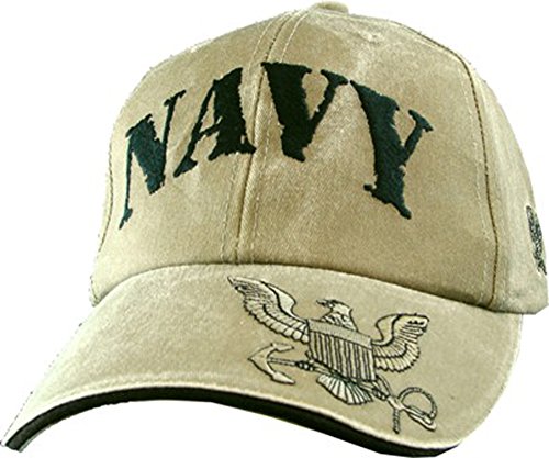 Eagle Crest U.S. Navy Embroidered Cap with Logo. Khaki