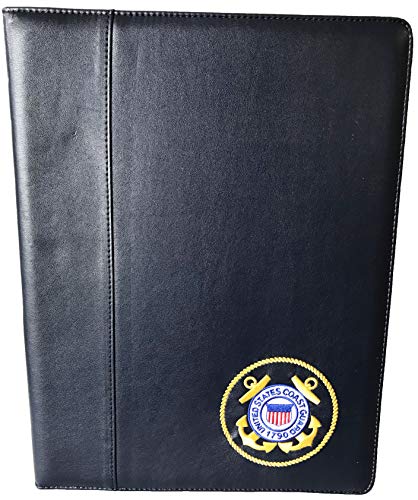 United States Coast Guard Crest DEMB on Soft Faux Leather Bi-Fold Padfolio