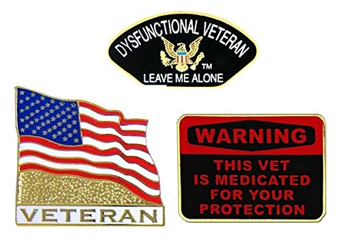 U.S. Military Veteran Pins - Novelty Hat Pin 3 PACK