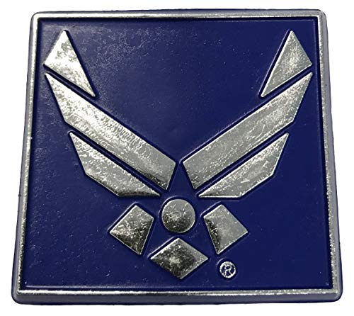 Metalic Silver U.S. Air Force Symbol on Blue Small Square Magnet