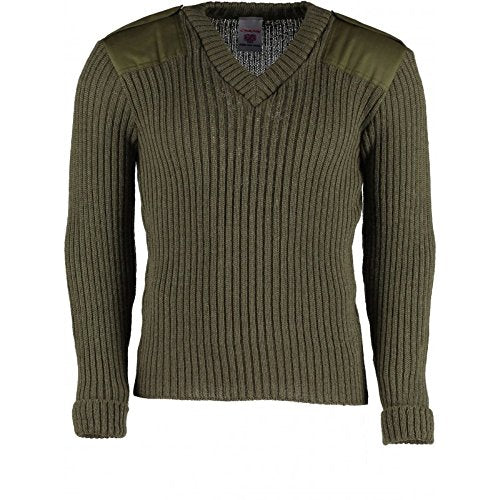 York Woolly Pully Vee Neck Sweater with Patches with Epaulets