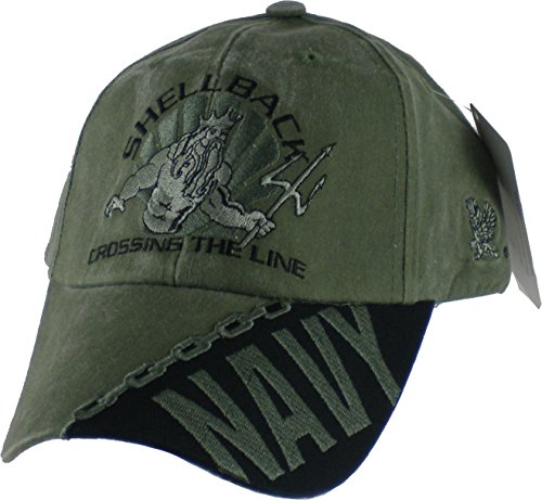 Navy Shellback "Crossing the Line" OD Green Low Profile Cap