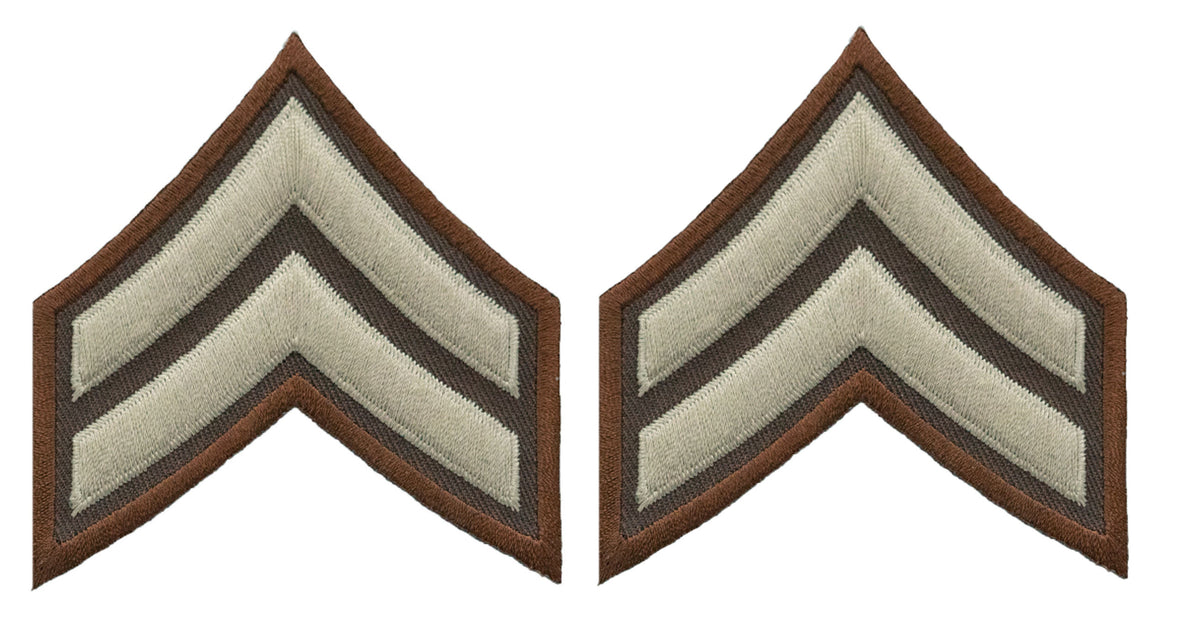 Corporal Chevrons - Beige on Brown - Cook County Chevrons