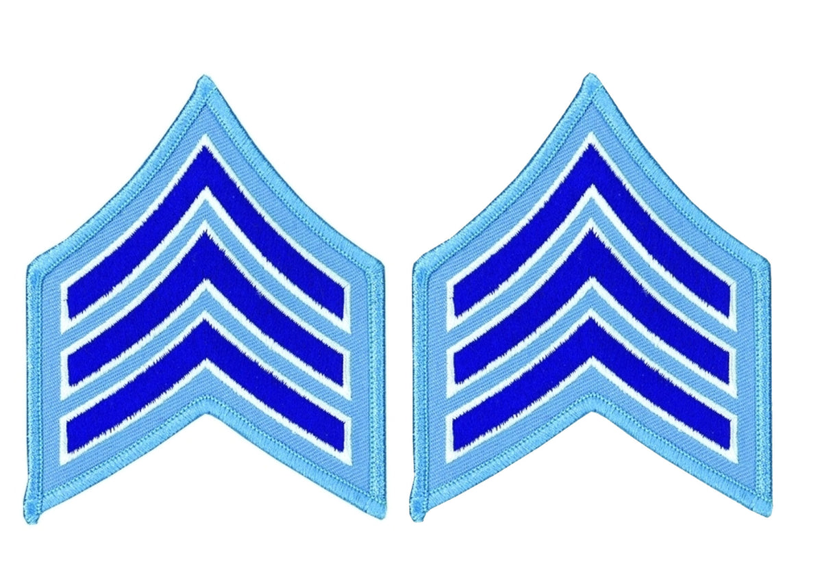 Sergeant Chevrons - Cook County - Royal Blue on Light Blue Merrowed Border