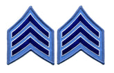 Sergeant Chevrons - Chicago PD - Royal Blue White on Light Blue Merrowed Border
