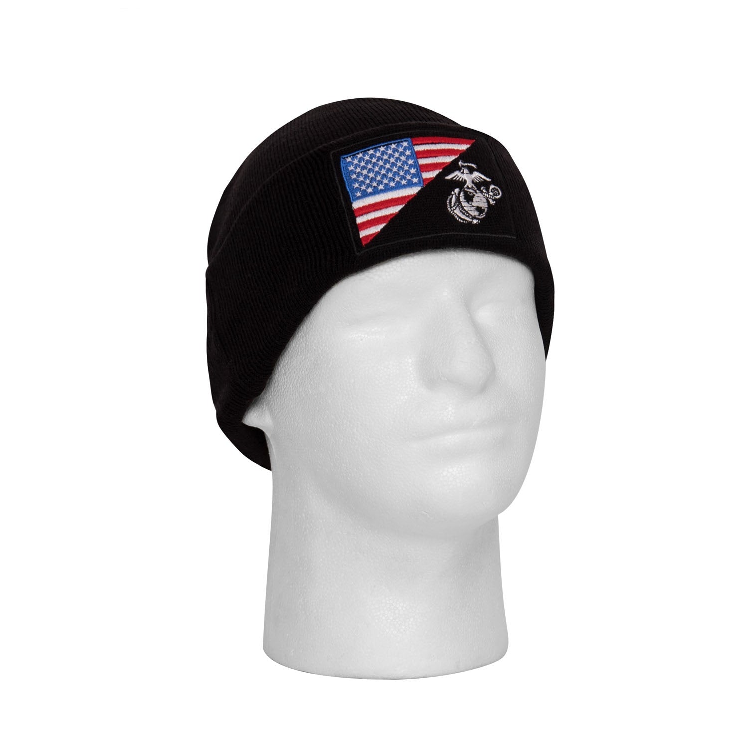 Rothco USMC Eagle, Globe and Anchor / US Flag Deluxe Fine Knit Watch Cap Black