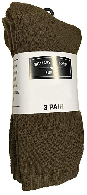 Military Style Men's Anti-Microbial Boot Socks - COYOTE BROWN - 3 PAIR