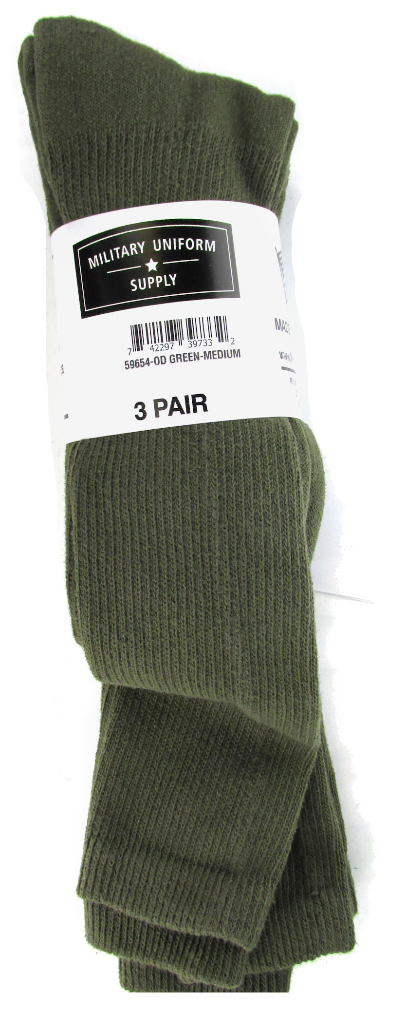 Military Style Men's Anti-Microbial Boot Socks - OLIVE DRAB - 3 PAIR