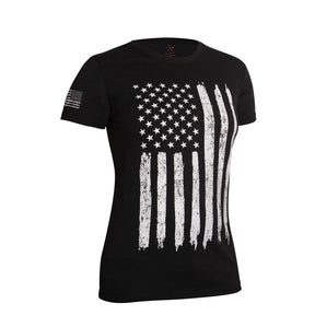 Women's Distressed US Flag Long T-Shirt