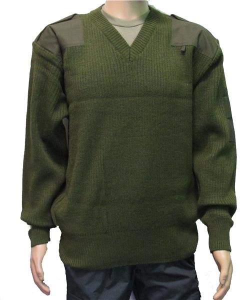 New Italian Military Pullover Sweater V-Neck - Olive Drab GREEN - CLOSEOUT!