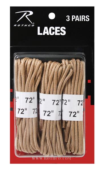 Rothco 72 Inch Boot Laces - 3 Pack Coyote Brown