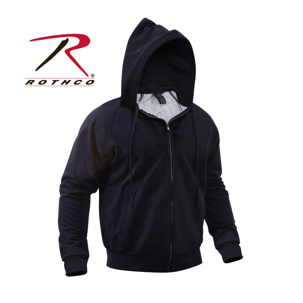 Thermal Lined Hooded Sweatshirt - Black, Woodland or NAVY