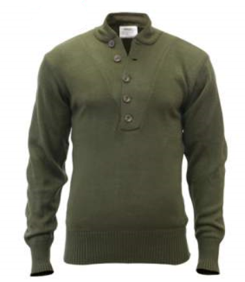 5 Button Acrylic Sweater - Black or OD Green