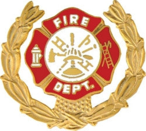 Fire Department Insignia with Wreath Pin - Firefighter Hat Pin