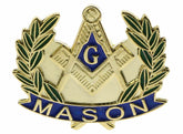 Masonic Mason Compass Square Wreath Pin