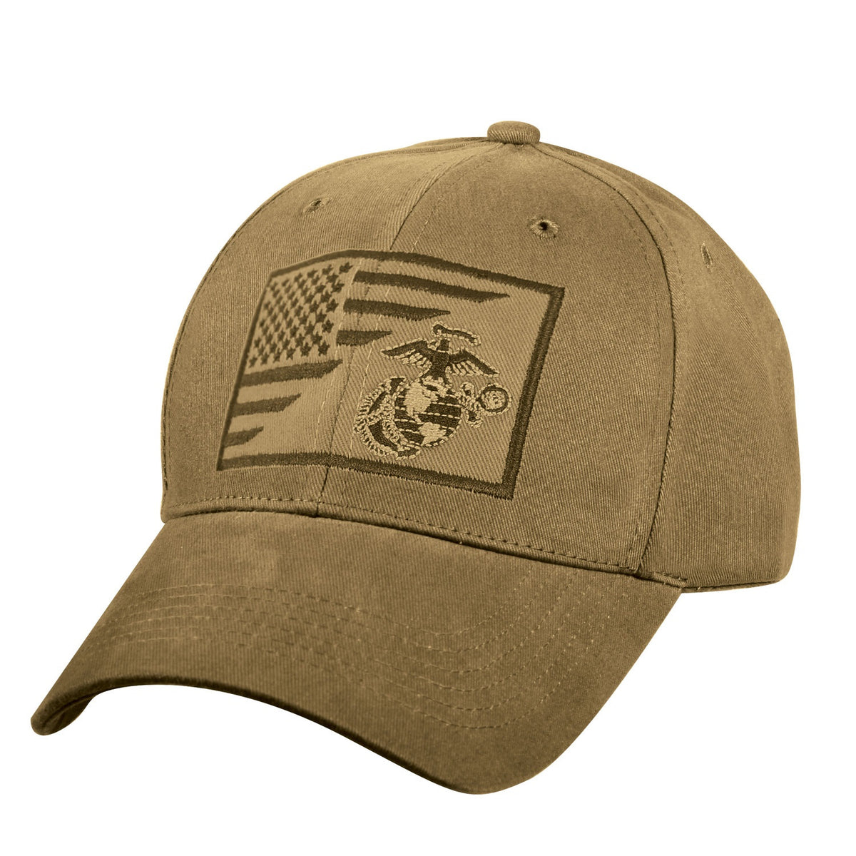 Rothco USMC Globe and Anchor / US Flag Low Pro Cap Coyote Brown