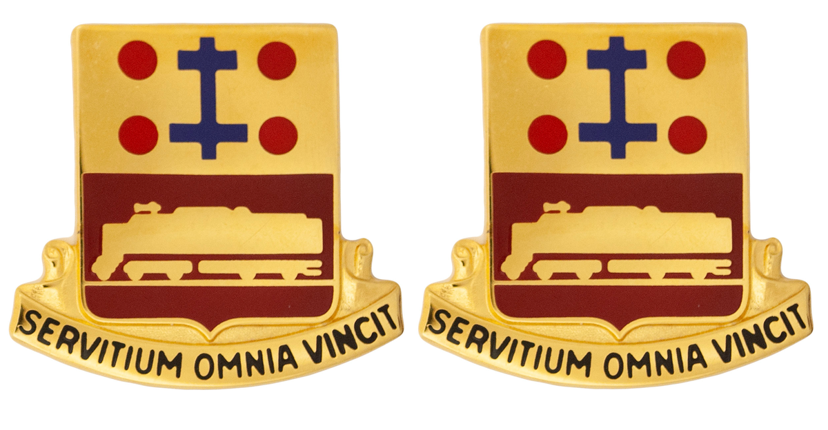 718th Transportation Battalion Unit Crest - Pair - SERVITIUM OMNIA VINCIT