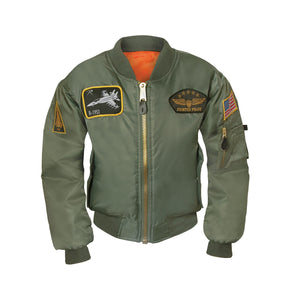 Rothco Kids Flight Jacket With Patches Sage Green
