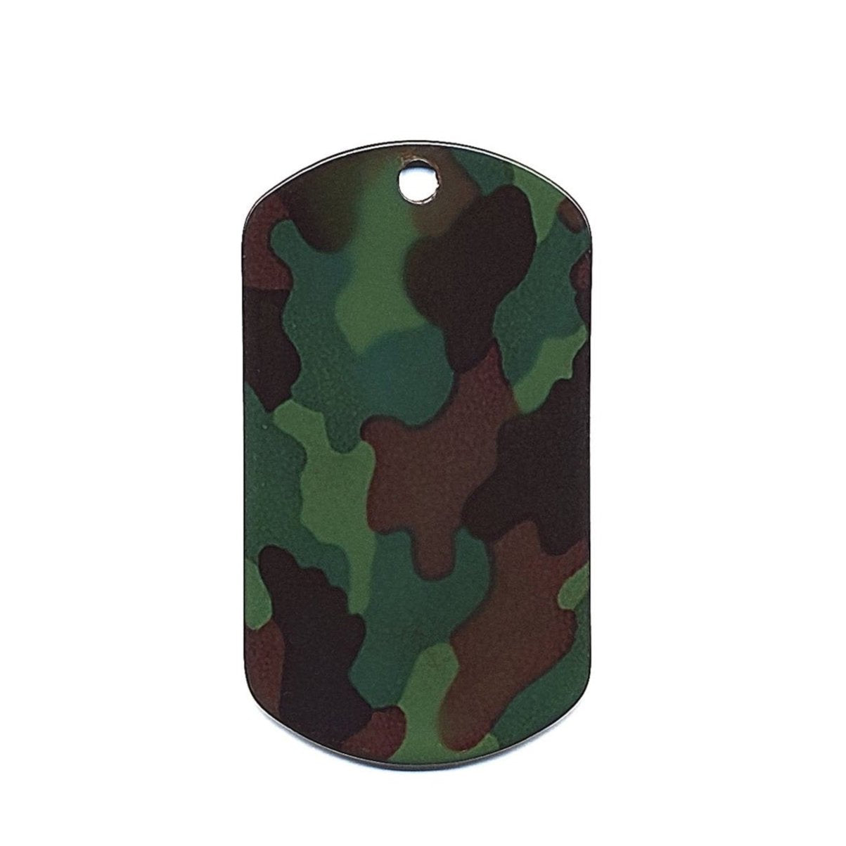 Rothco Camouflage Dog Tags are a stainless steel material with camo patterns.