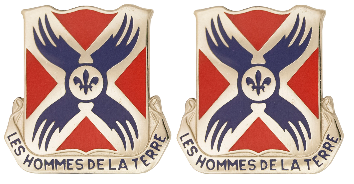 877th Engineer Battalion Unit Crest - Pair - LES HOMMES DE LA TERRE
