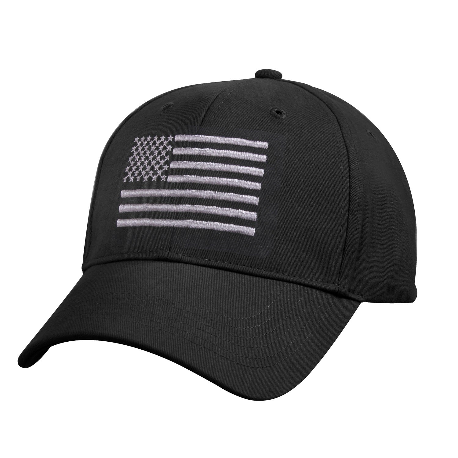 Rothco U.S. Flag Low Profile Cap Black / Silver