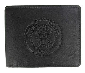 U.S. Navy Crest Bi-Fold Leather Wallet