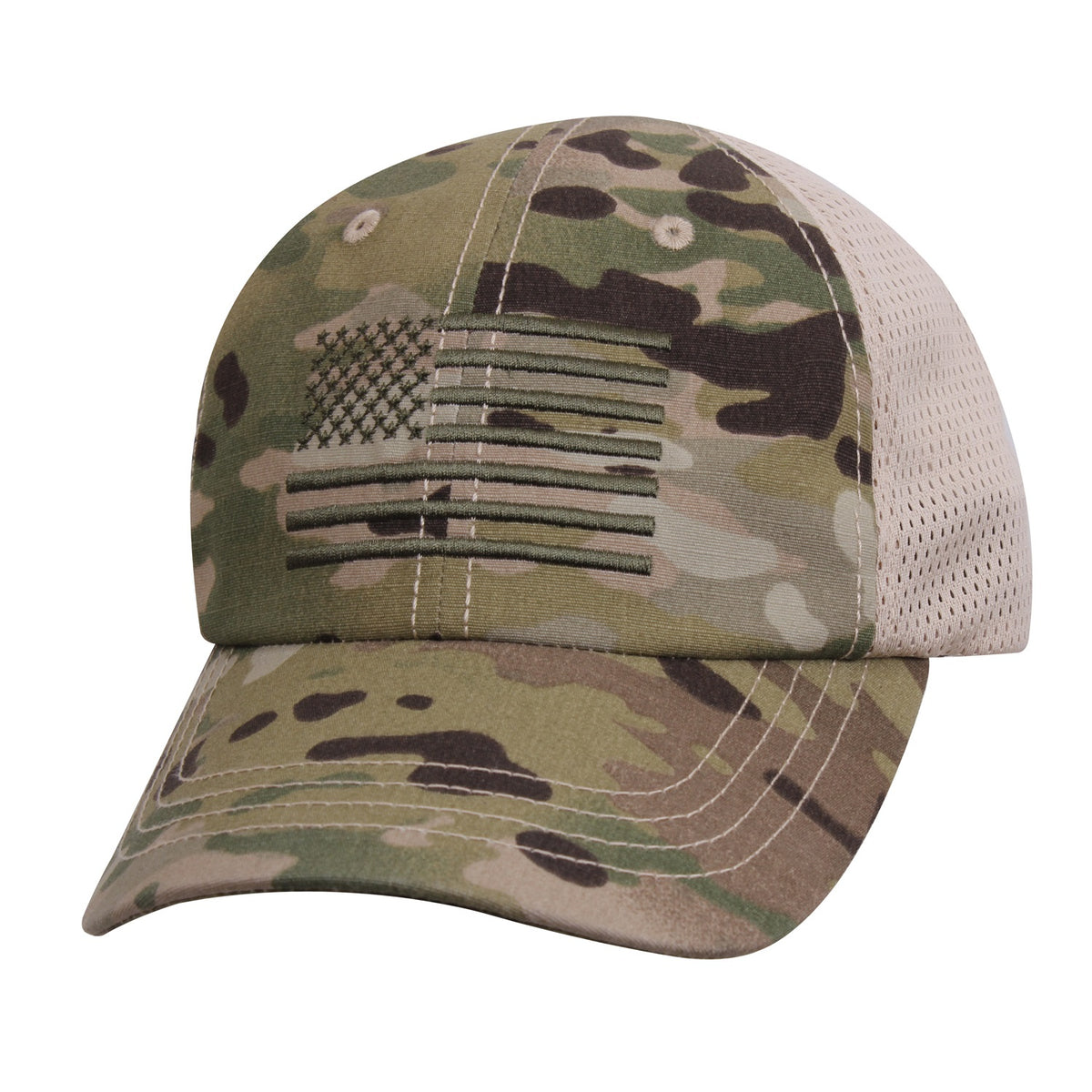 Rothco Tactical Mesh Back Cap With Embroidered US Flag Multicam