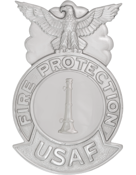 USAF Engineer Fire Badge - Metal CHROME One Bugle - Joint Back