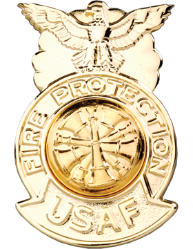 USAF Fire Chief Badge Metal Insignia - GOLD Five Bugles