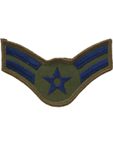 U.S. Air Force Chevrons for Enlisted - Subdued O.D. Green USAF Rank