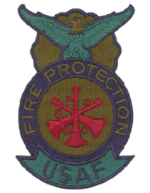Three Bugles Fire USAF Fire Badge - Asst. Chief Three Bugles