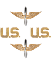 Aviation Officer Branch Insignia Set with U.S. Letters