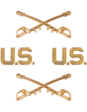 Cavalry Officer Branch Insignia Set with U.S. Letters