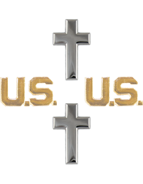 Christian Chaplain Officer Branch Insignia Set with U.S. Letters