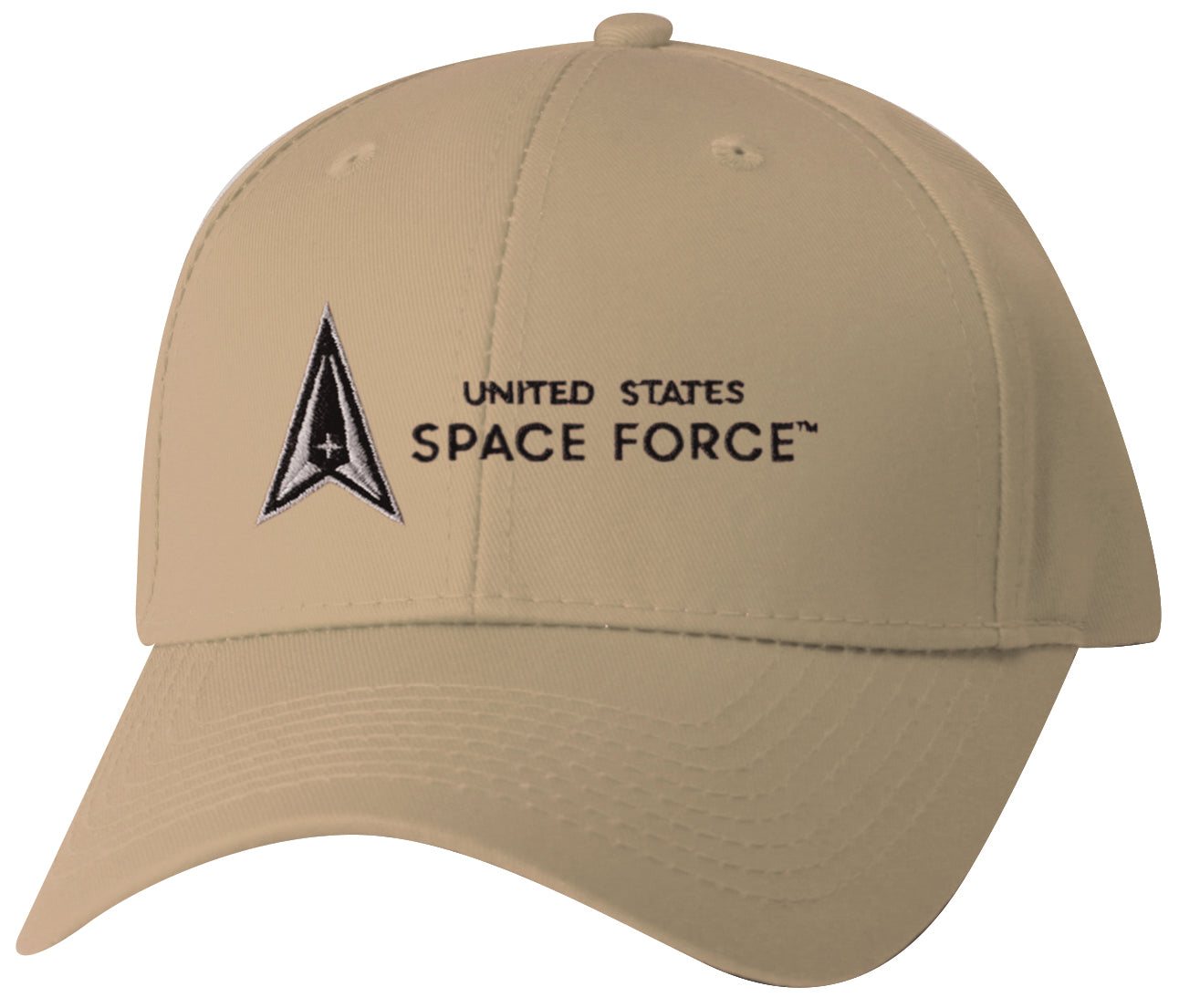 United States Space Force Logo Embroidered on a KHAKI Structured Ball Cap