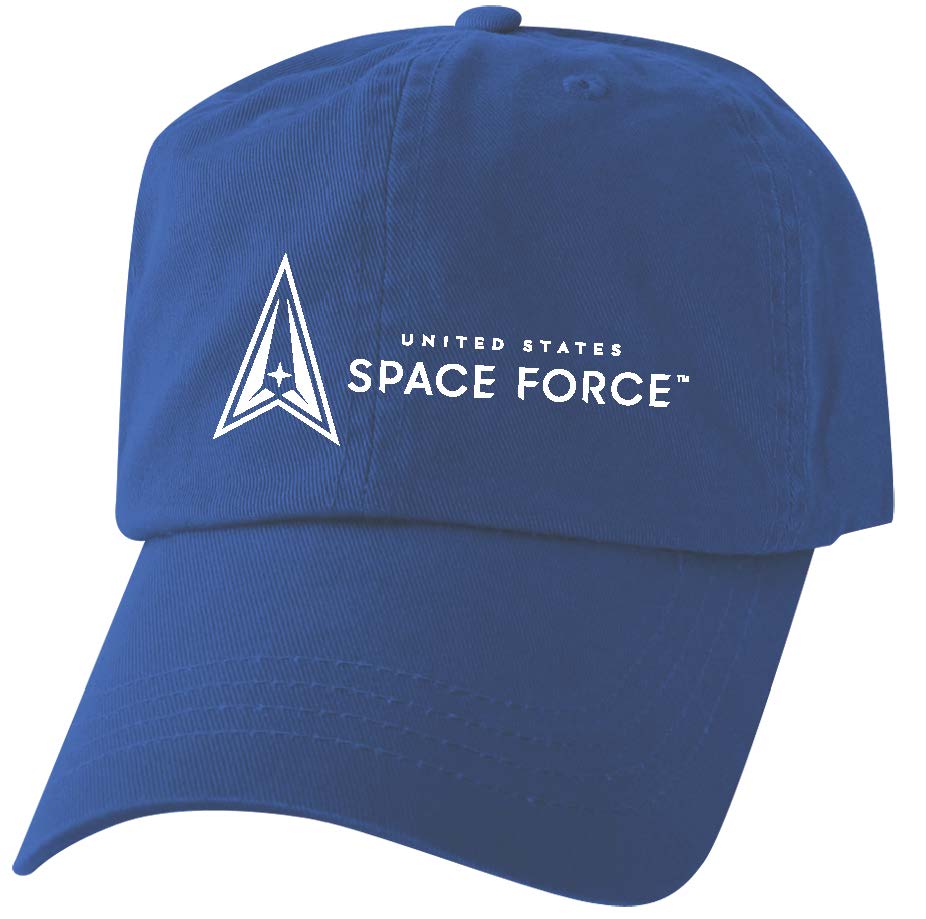 United States Space Force Logo Embroidered on a Royal Structured Ball Cap